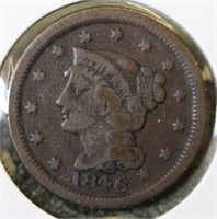 1846 LARGE CENT  VF  SMALL DATE
