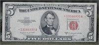 1953 5 DOLLAR STAR RED SEAL