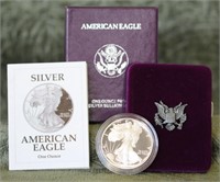 1992 PROOF SILVER EAGLE W BOX PAPERS