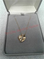 14k yellow gold & diamonds heart pendant necklace