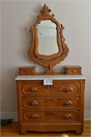 2 Pc. Set - Chestnut Pair of Dressers w/ Marble