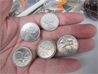 Lot of 5 Canadian Quarters 1 Silver