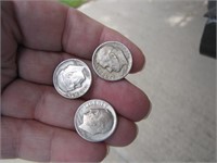 3 (90% Silver) Dimes 1946-1946D & 1960D