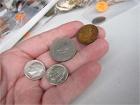 2 (90% Silver) Dimes Plus 2 Foreign Coins