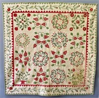 1800s Handmade Floral Applique Quilt