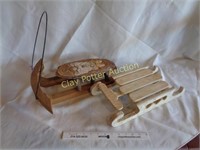 2 Wooden Sled Decors