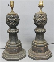 PAIR OF OLD CAST IRON NEWEL POSTS