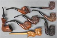 COLLECTION OF 8 CARVED SMOKING PIPES