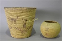 Two Inuit Coiled Baskets