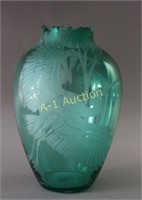 Rare Blenko Etched Glass Vase