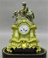 French Figural Clock under Glass Dome
