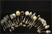Antique Sterling silver serving pcs spoons & forks