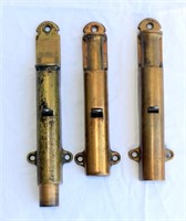 Lot of 3 Antique Brass Spring Door Stops