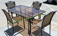 Metal & Glass Patio Table w/ 4 Chairs