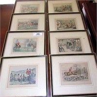 4 antique fox hunt framed prints