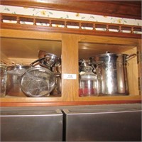 Stainless steel cookware, etc cabinet contents