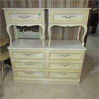 3 pc French Provincial Dresser & 2 Stands
