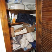 Contents of upstairs closet~heater, bedding++