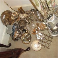 Large assortment of silver plated items