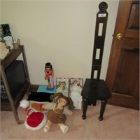 Dolls, nutcracker, Xmas hat & Chair