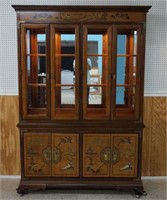 Japanese Painted Mahogany and Walnut China Hutch