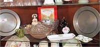 Contents 2nd shelf~china, glassware, pewter plates