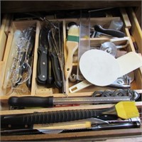 Kitchen drawer lot of cutlery & accessories
