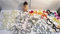 Assorted vintage cookie cutters, plastic and