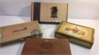 Four wooden cigar boxes