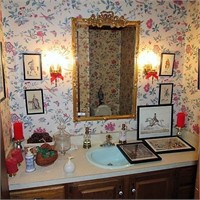 Bathroom decor lot~mirror, prints & accessories