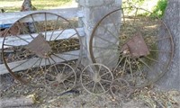 2 Wagon Wheels, 2 Small Steel Wheels