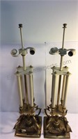 34" x 9" set of brass lamps