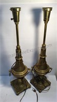 28" x 6" set of brass lamps