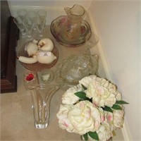 Val St Lambert Vase, vintage glassware, egg plate+