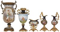 5 Miniature Sevres Porcelain Pieces