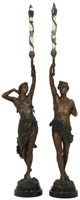 Pr. Standing Figures w/ Jeweled Glass Scepters