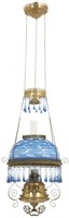 Blue Opalescent Pulldown Library Lamp