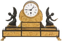 Bronze 2 Tone Figural Mantle Clock