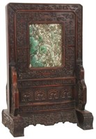 Exceptional Chinese Carved Jade Table Screen