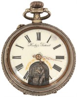 Swiss Animated Open Face Pocket Watch