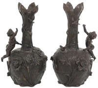 Pr. Signed E. Fuchs Bronze Vases