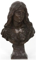 P. Mengin Bronze Bust Of a Young Woman