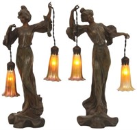 Pr. French Figural Lamps – Marguerites