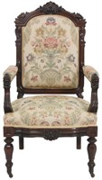 Attr. Alexander Roux Carved Rosewood Armchair