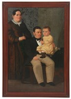 Lg. Folk Art O/C Family Portrait