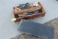 2 Carpenters tool boxes w/some misc tools