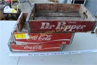 2 Coca-Cola, 1 Dr. Pepper Wooden Boxes