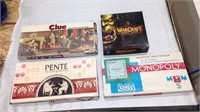 Board Games, Clue, Monopoly, WarCraft and Pente