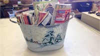 Galvanized Bucket with Handles, Painted Scene &
