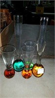 SET OF 5 ART GLASS BUD VASES